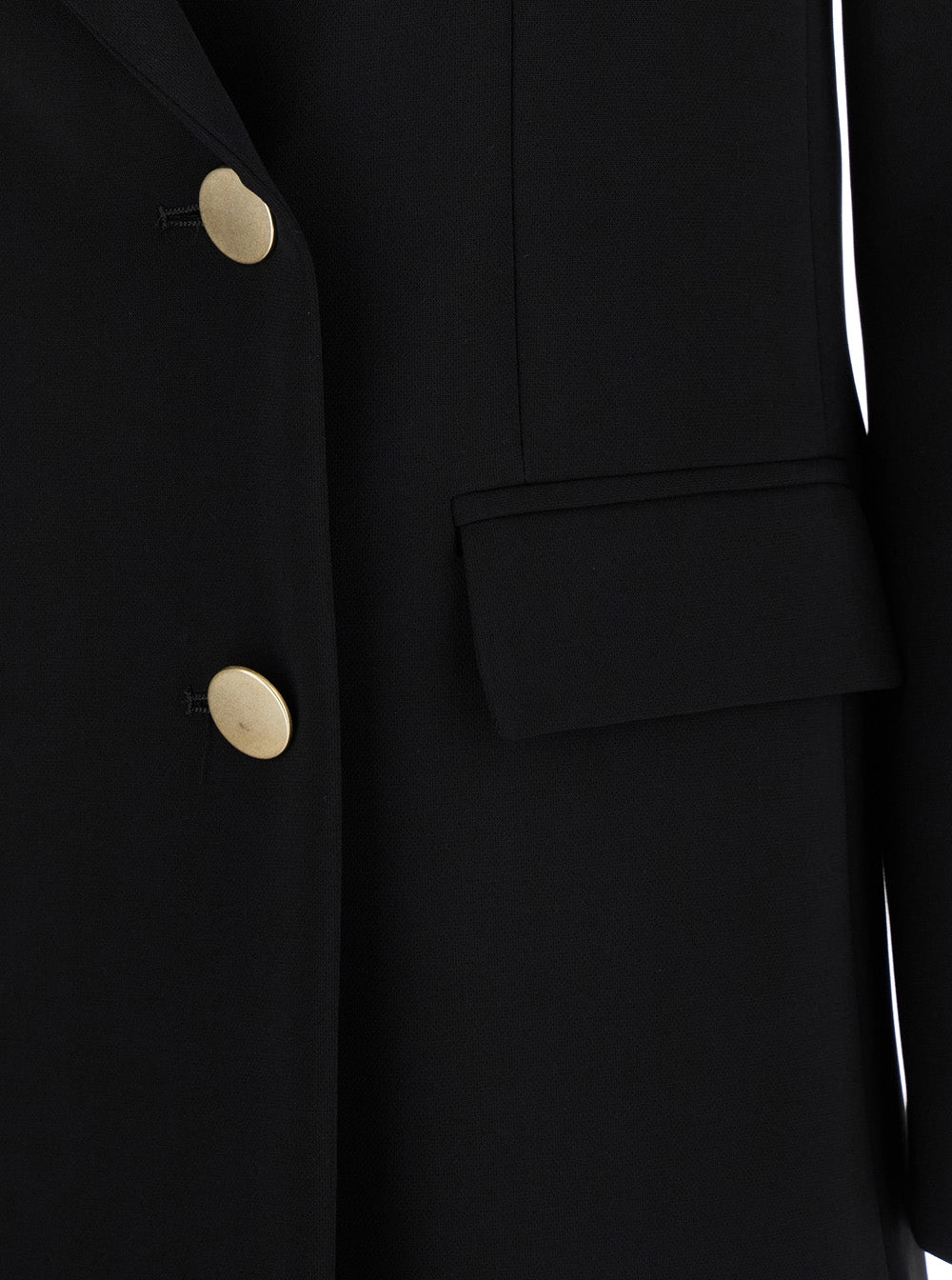 Black Double-Breasted Jacket with Golden Buttons in Cady Woman Polyester Elastane Blazers
