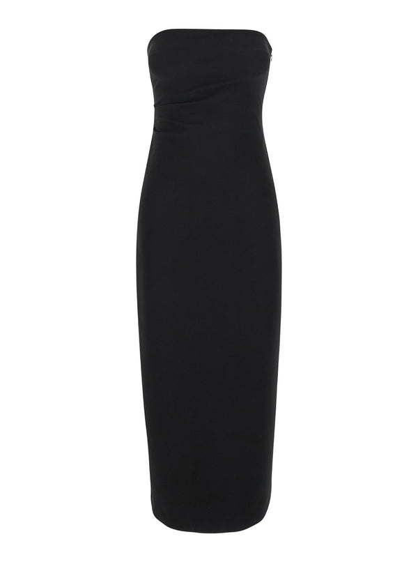 Black Bustier Dress With Slit Polyester