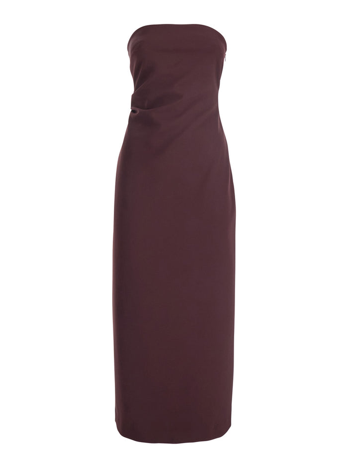 Bordeaux Bustier Dress in Tech Fabric Woman Polyester Elastane Long