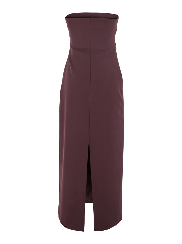 Bordeaux Bustier Dress in Tech Fabric Woman Polyester Elastane Long