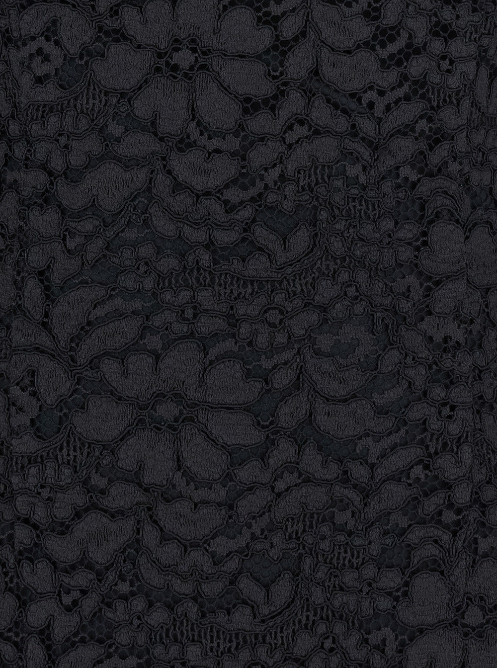 Black Maxi Dress with Rear Concealed Zip Closure and All-Over Embroidery in Lace Woman Cotton Silk
