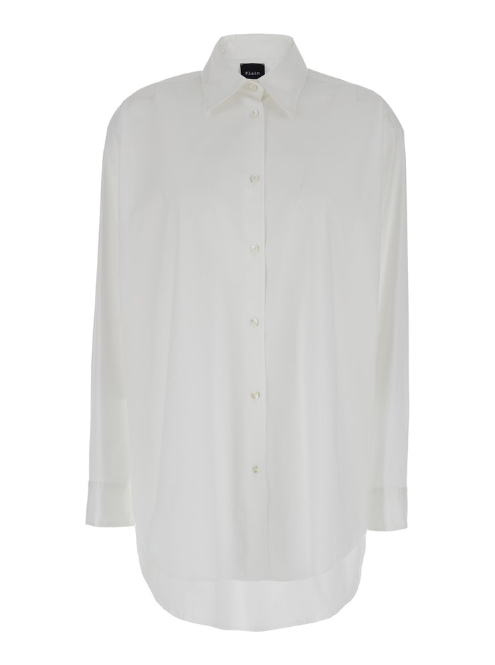 Oversized White Shirt in Cotton Woman Nylon Elastan And Blouses