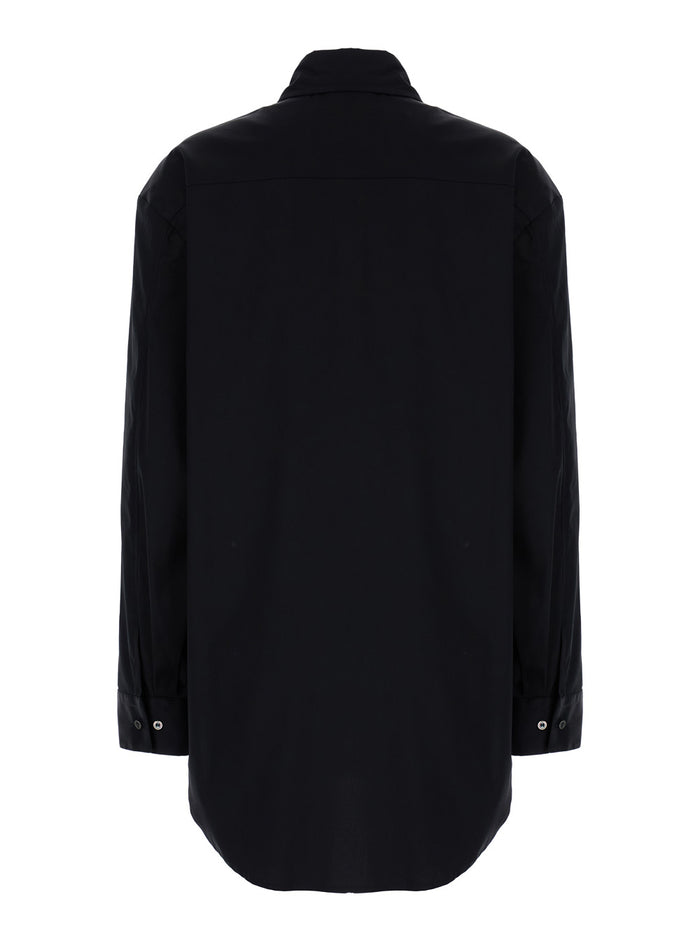 Oversized Black Shirt in Cotton Woman Nylon Elastan And Blouses