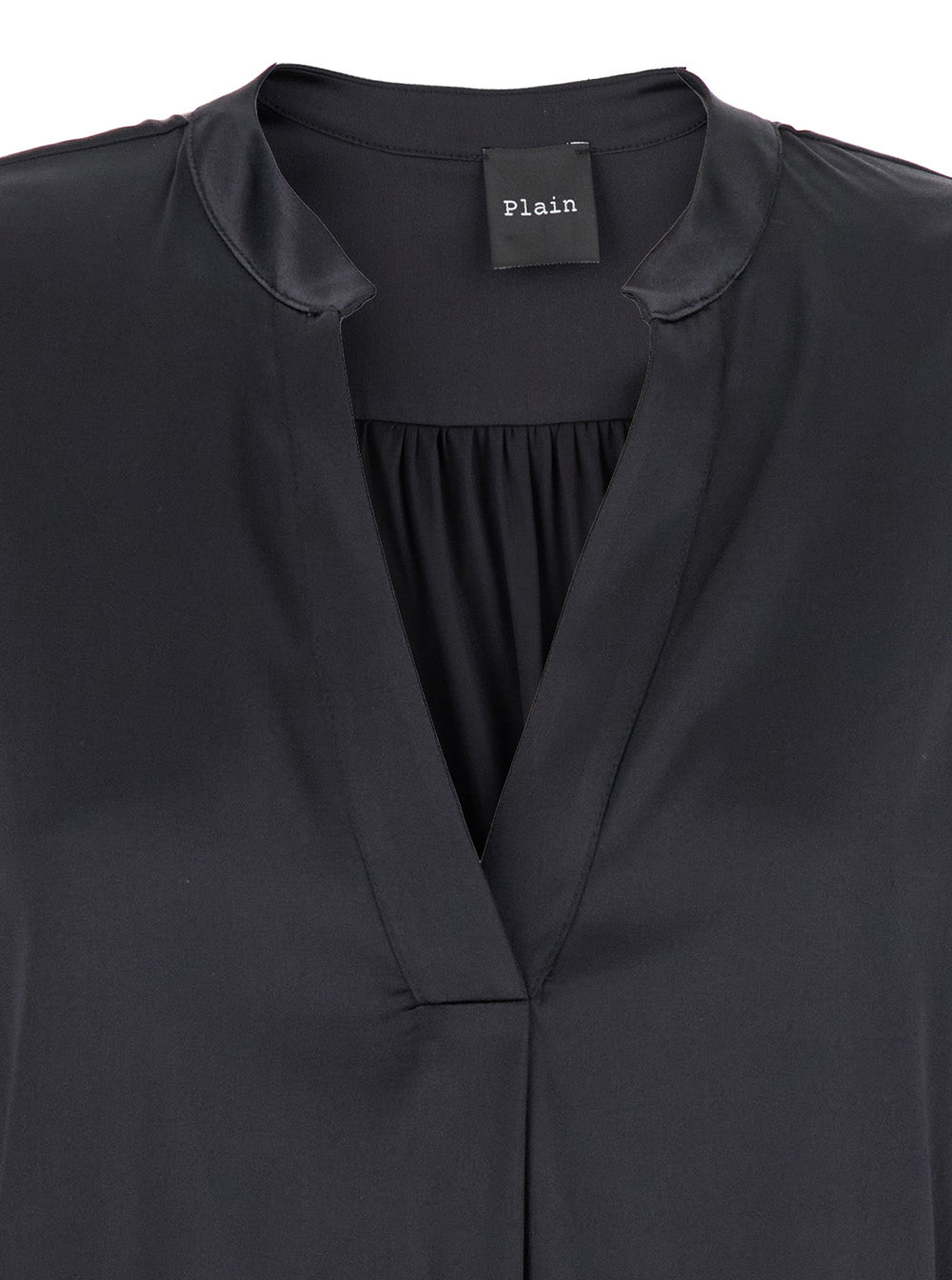 Black Blouse with V Neck and Buttoned Cuffs in Silk Woman Shirts Blouses
