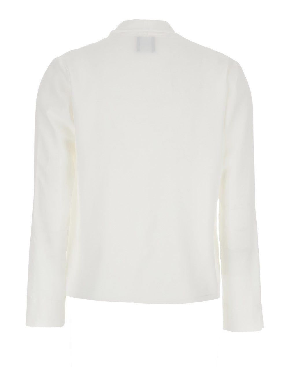 White Blouse with Front Neckline and Ruffles in Fabric Woman Acetate Silk Shirts Blouses