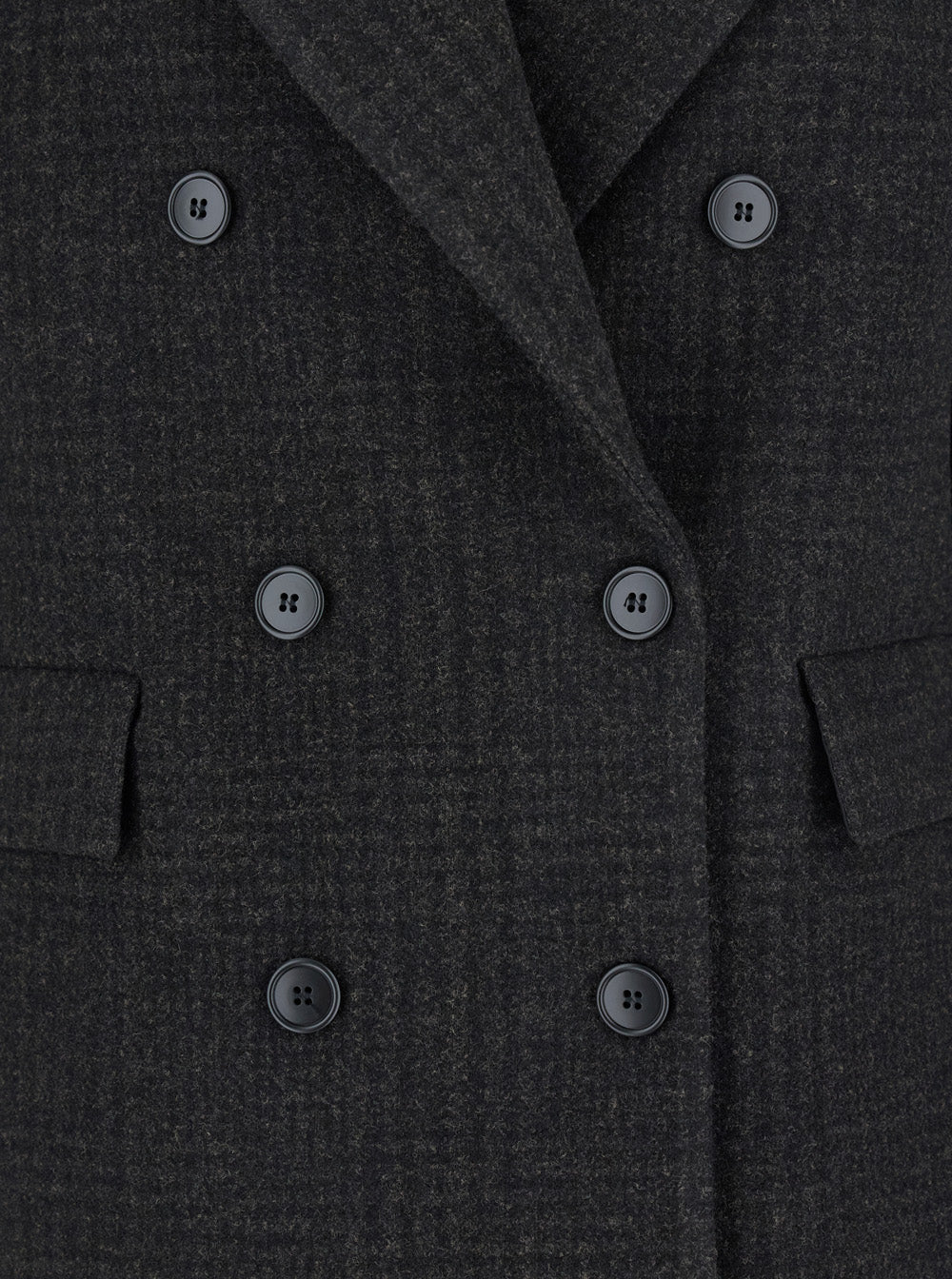 Brown Double-Breasted Jacket with Peak Revers and All-Over Check Motif in Wool Woman Outerwear