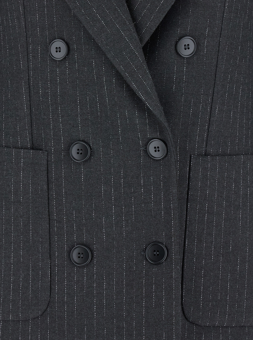 Grey Double-Breasted Jacket with Peak Revers and All-Over Striped Motif in Wool Blend Woman Polyester Viscose Elastane Blazers