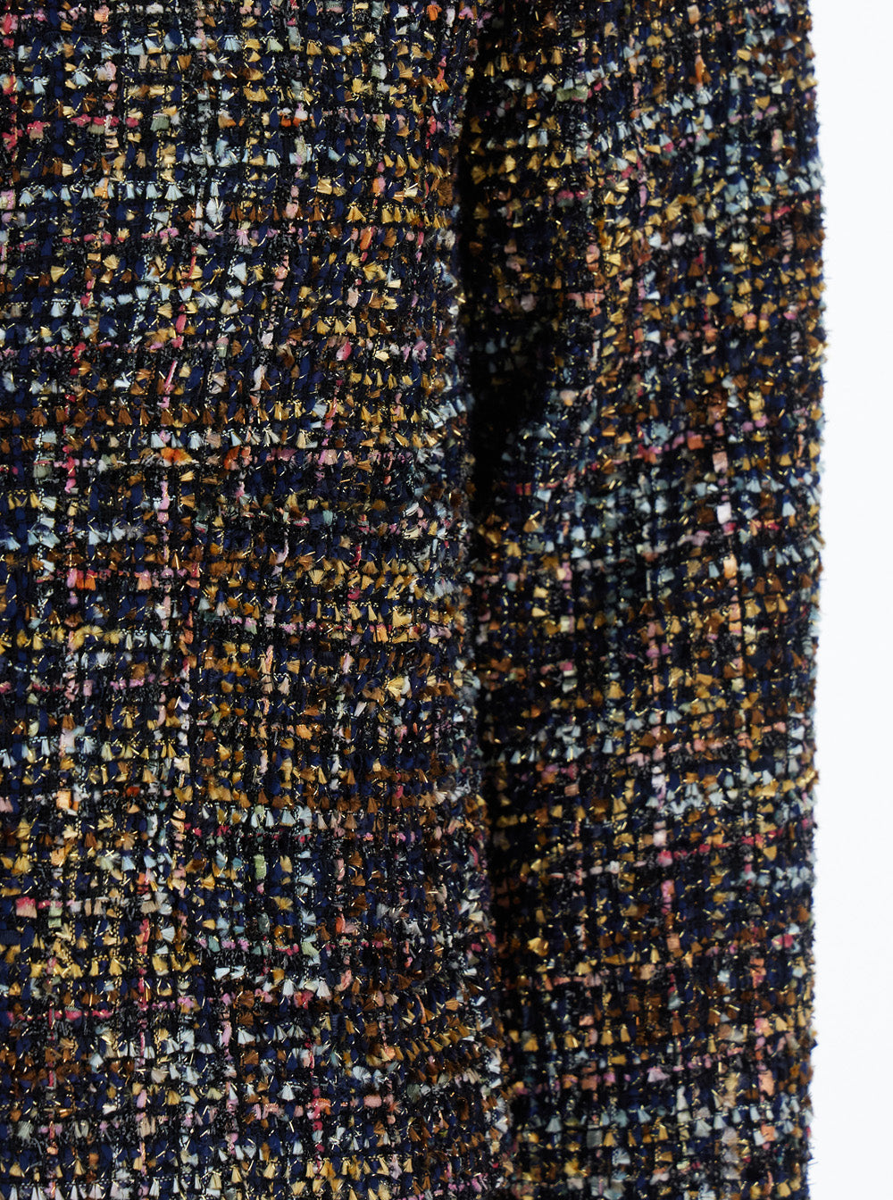 Multicolor Jacket with Round Neck and Front Button Closure in Tweed Woman Polyester Acetate Blazers