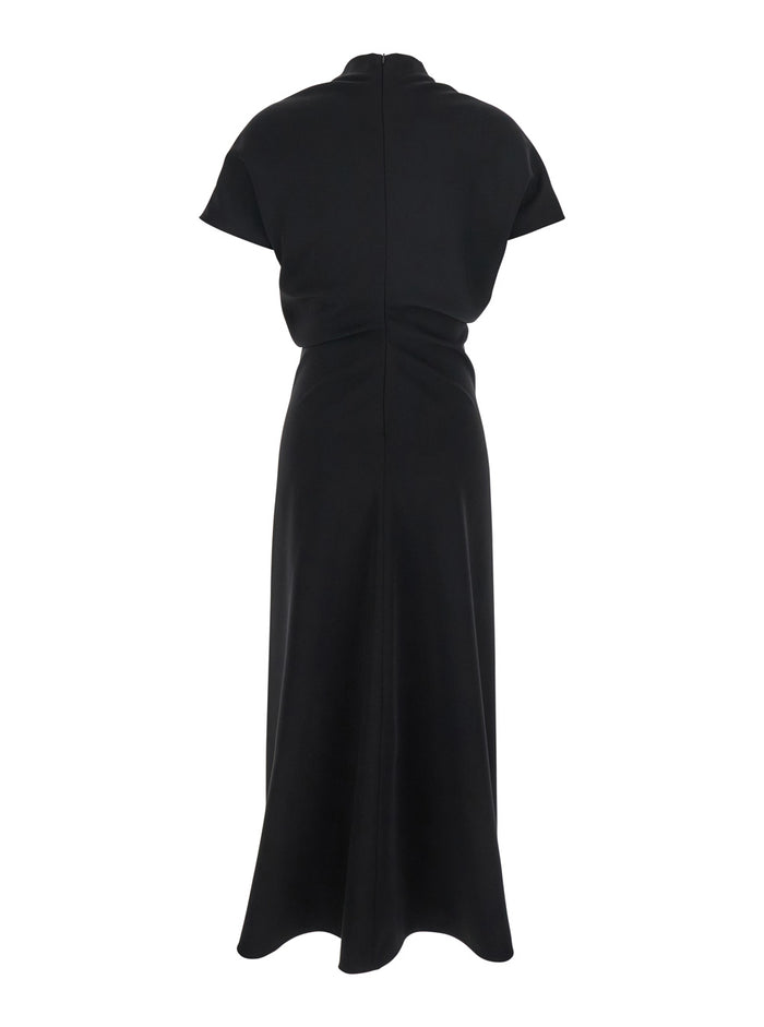 Black High Neck Dress in Cady for Women Polyester Long