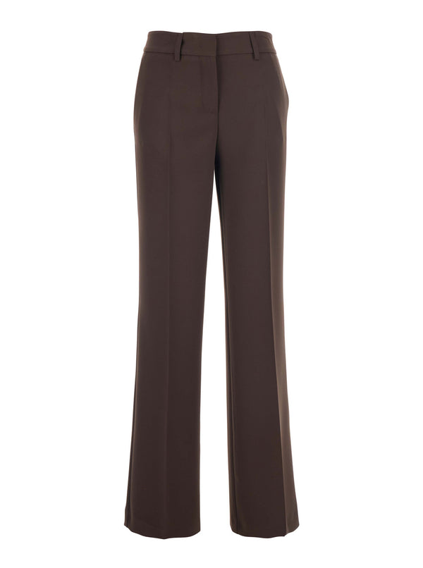 Brown Pants With Belt Loops Polyester Trousers