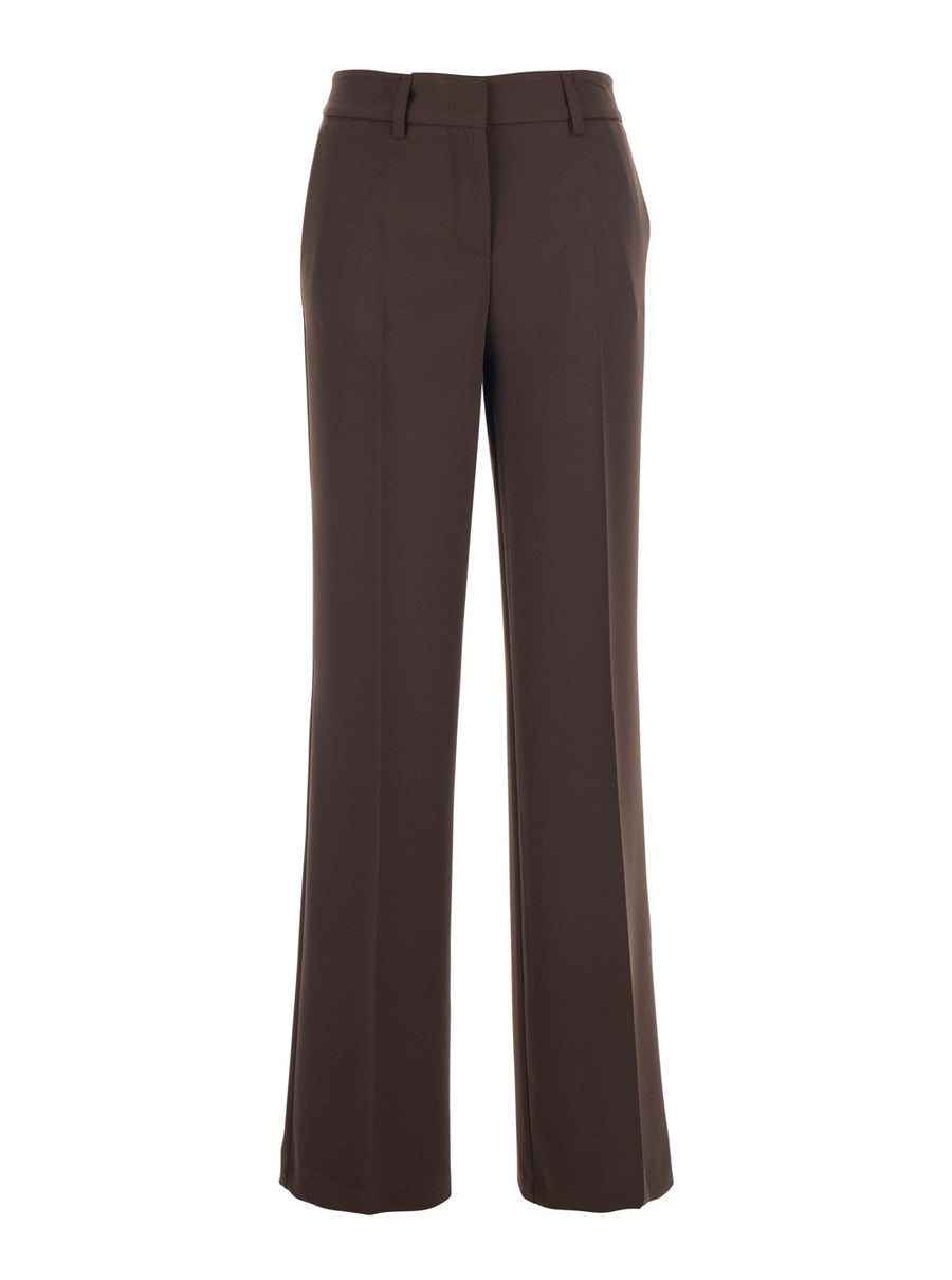 Brown Pants With Belt Loops Polyester Trousers
