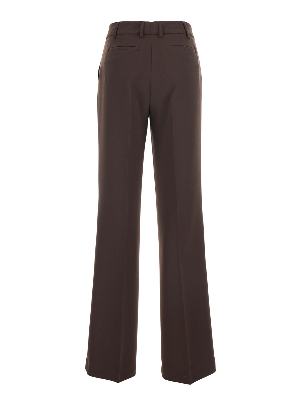 Brown Pants with Belt Loops in Fabric Woman Polyester Elastane Trousers