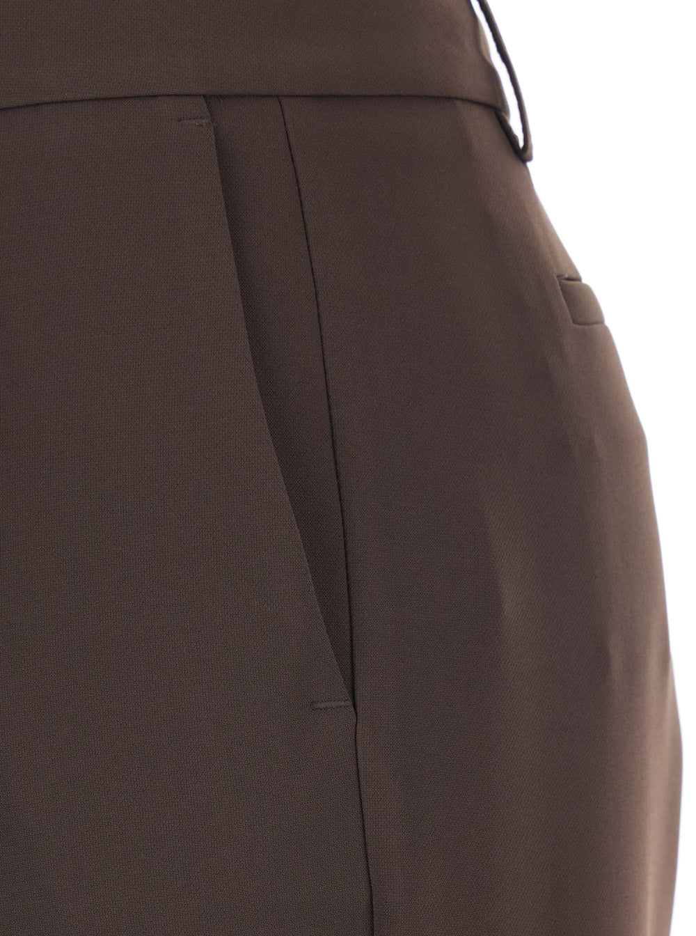 Brown Pants with Belt Loops in Fabric Woman Polyester Elastane Trousers