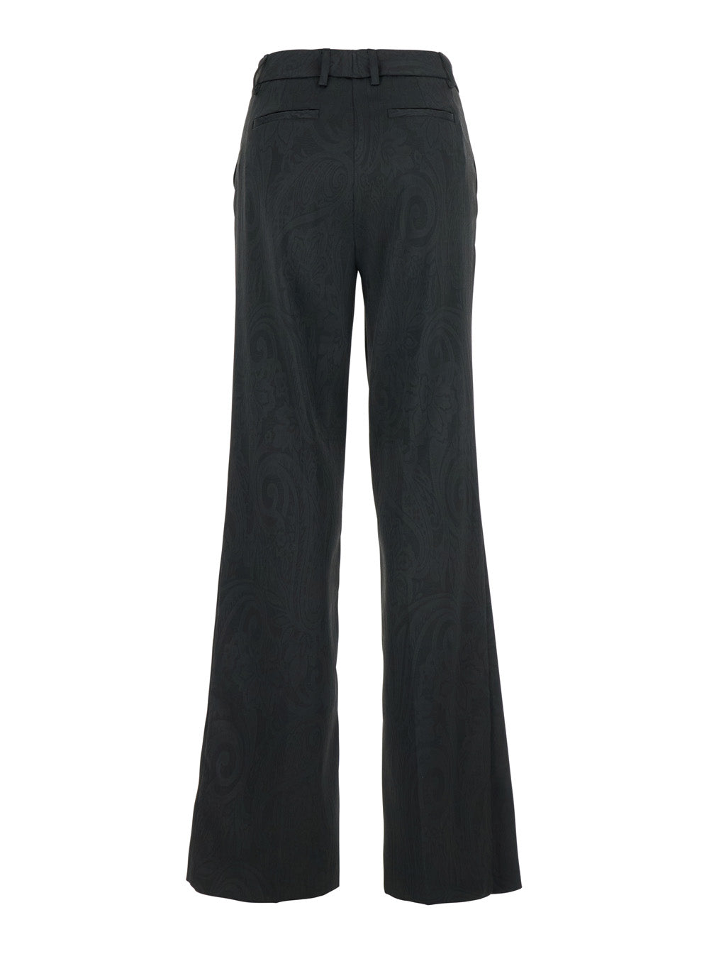 Black Trousers with Damask Effect in Fabric Woman Polyester Polyamide Elastane