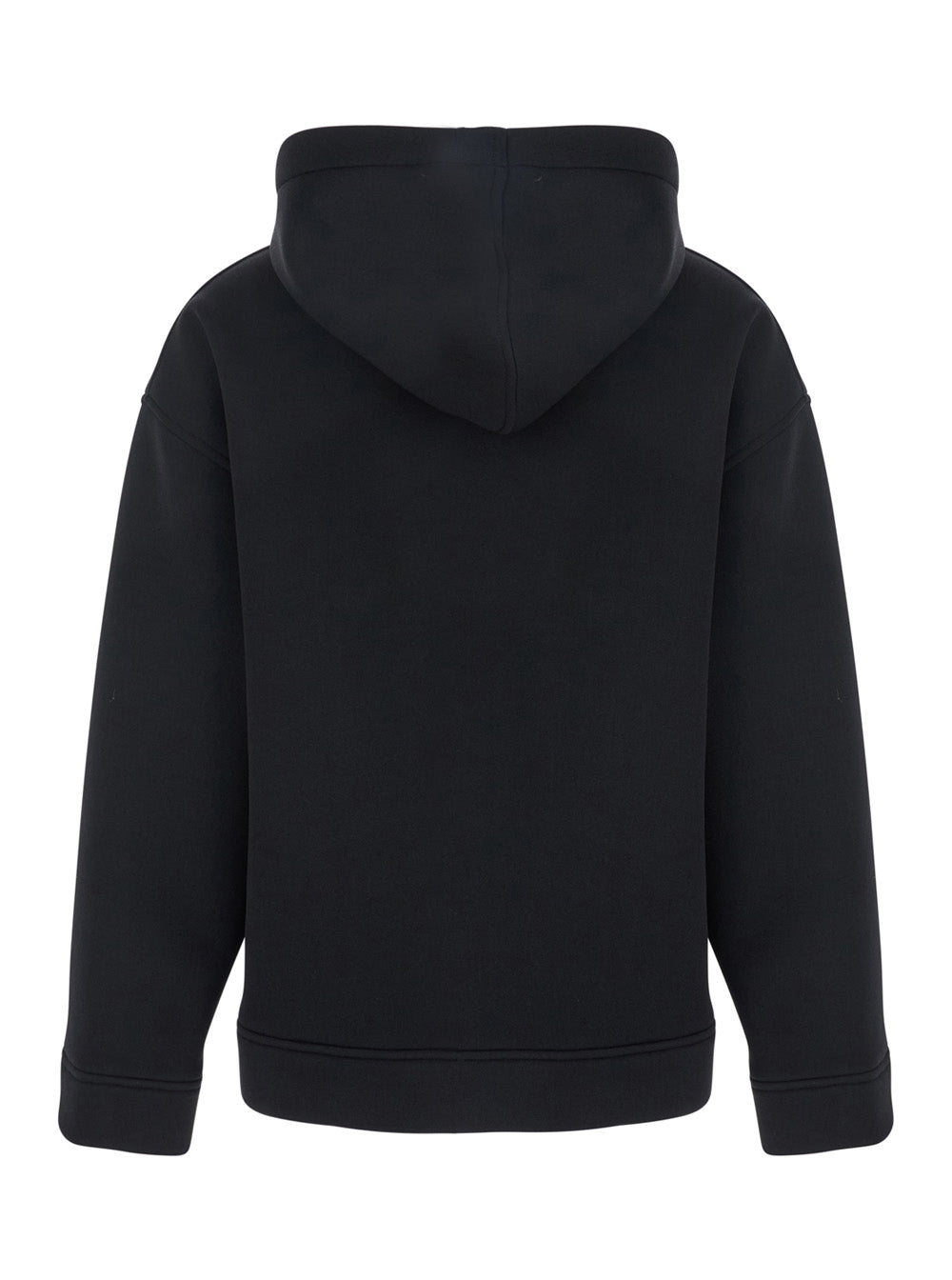 Black Jacket with Fixed Hood and Two Front Pockets in Tech Fabric Woman Polyester Elastane Outerwear