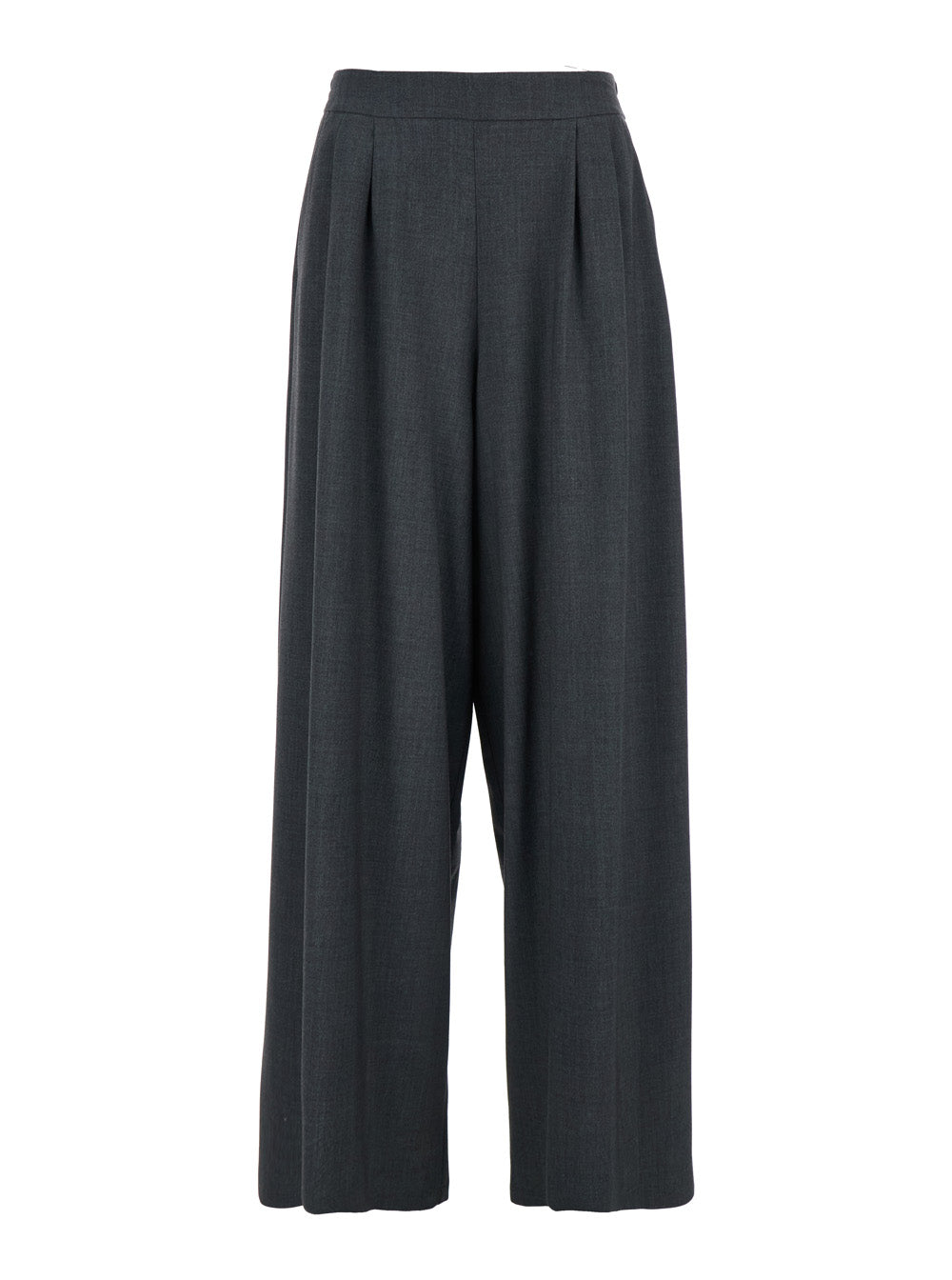 Grey Pants with Semi-Elastic Waist and Oversize Design in Fabric Woman Cotton Polyester Trousers