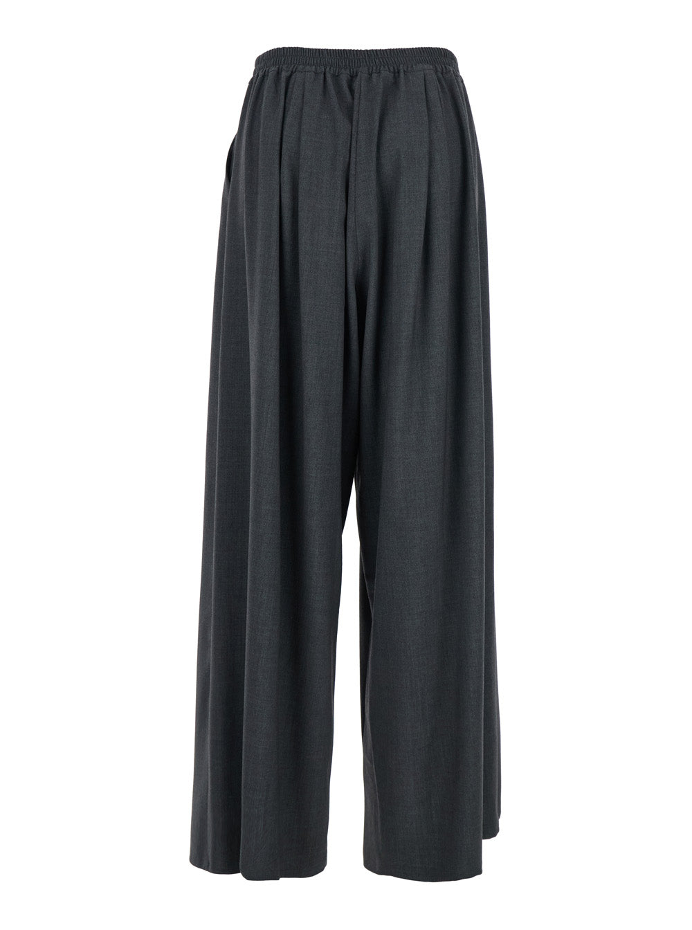Grey Pants with Semi-Elastic Waist and Oversize Design in Fabric Woman Cotton Polyester Trousers