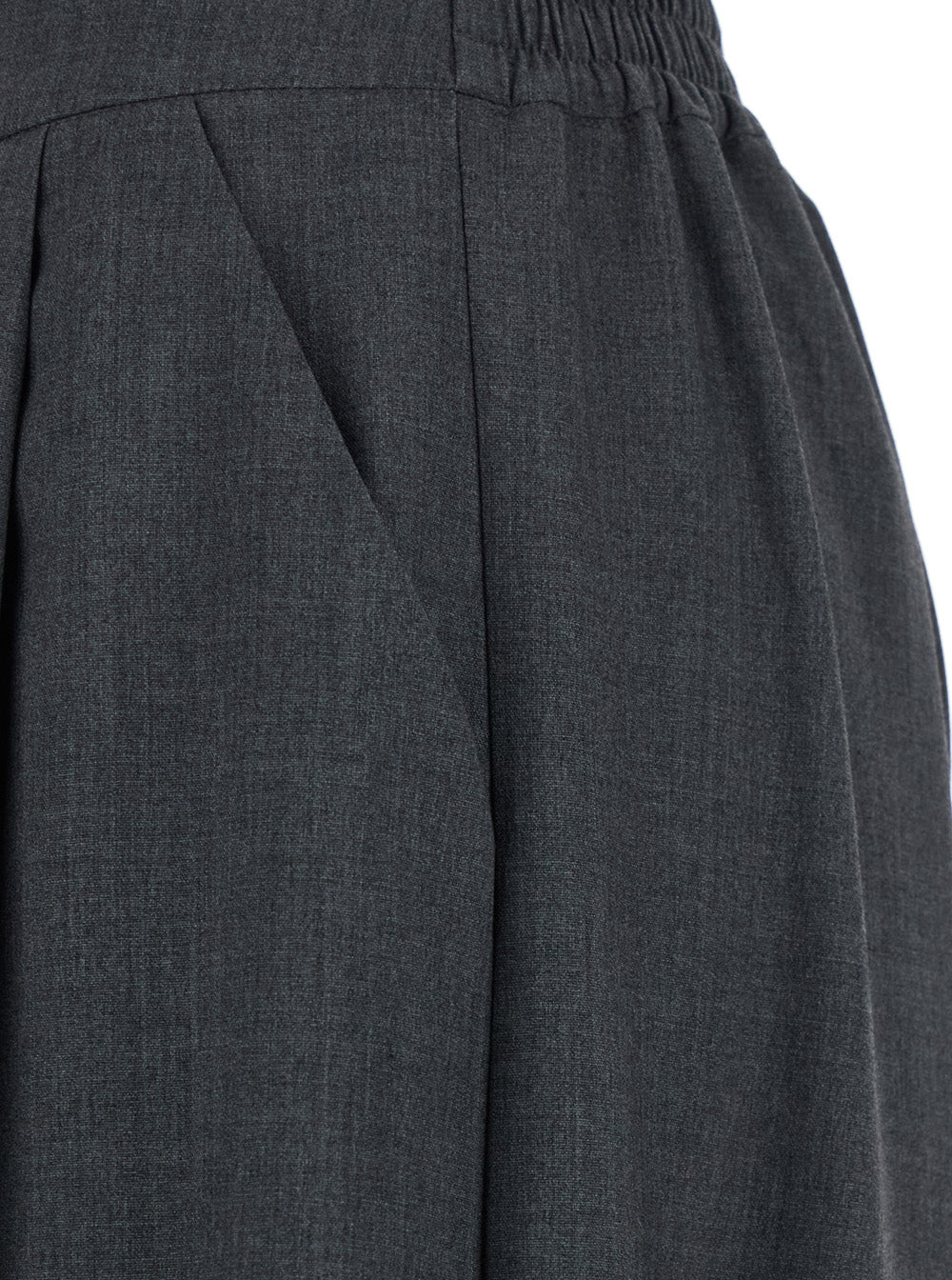 Grey Pants with Semi-Elastic Waist and Oversize Design in Fabric Woman Cotton Polyester Trousers