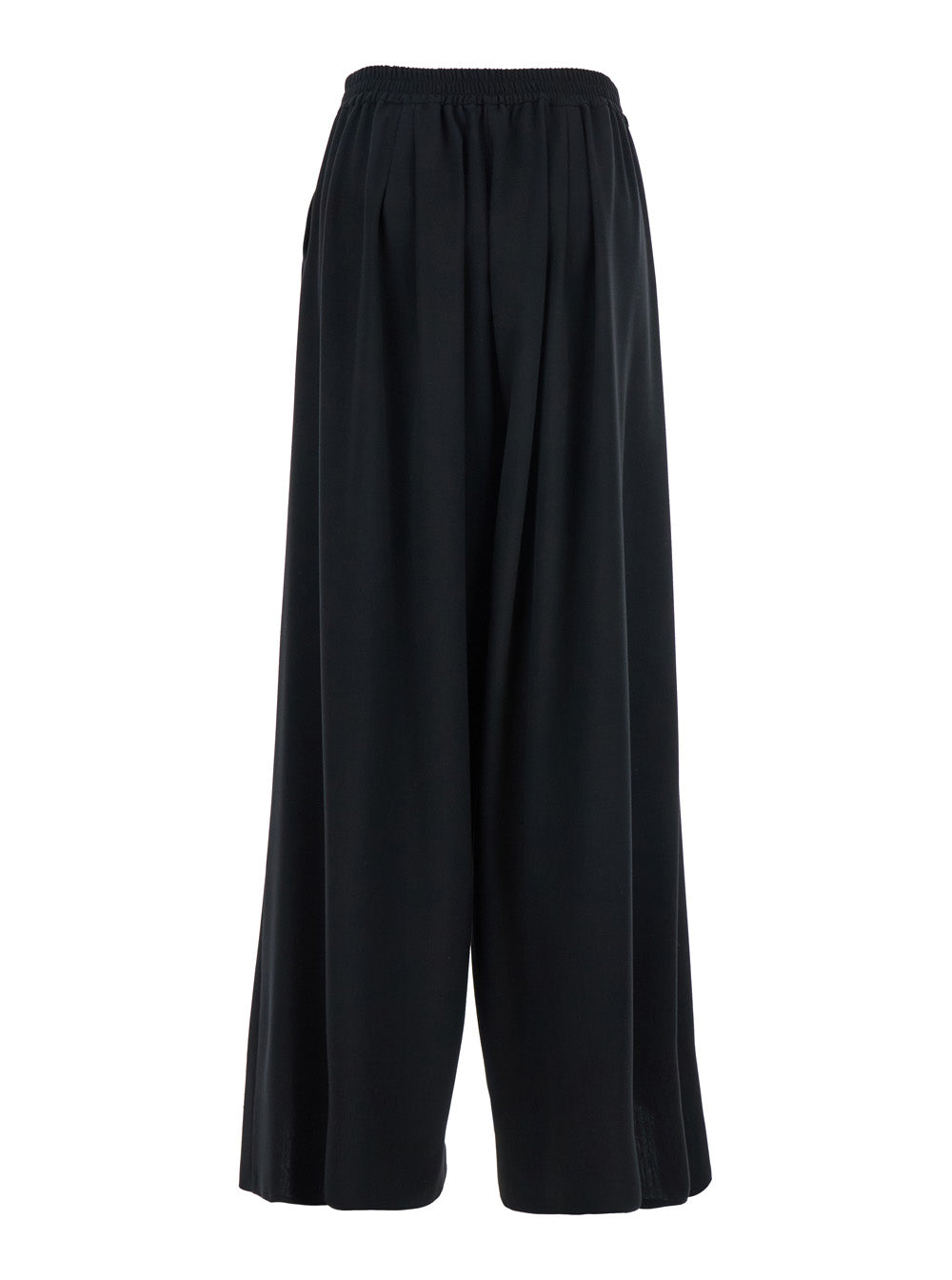 Black Pants with Semi-Elastic Waist and Oversize Design in Fabric Woman Cotton Polyester Trousers