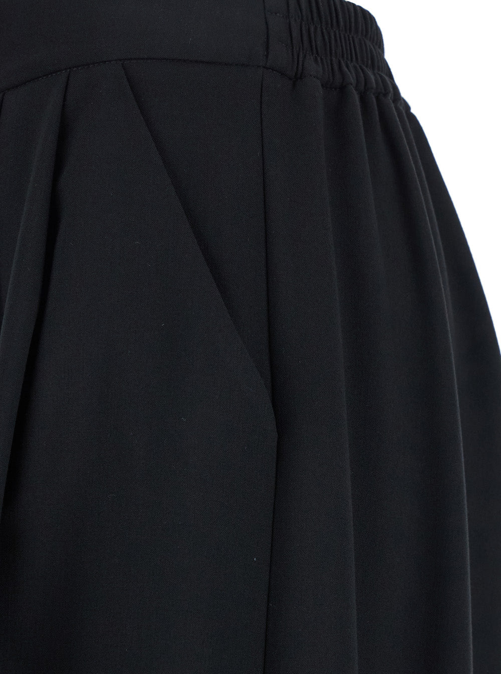 Black Pants with Semi-Elastic Waist and Oversize Design in Fabric Woman Cotton Polyester Trousers