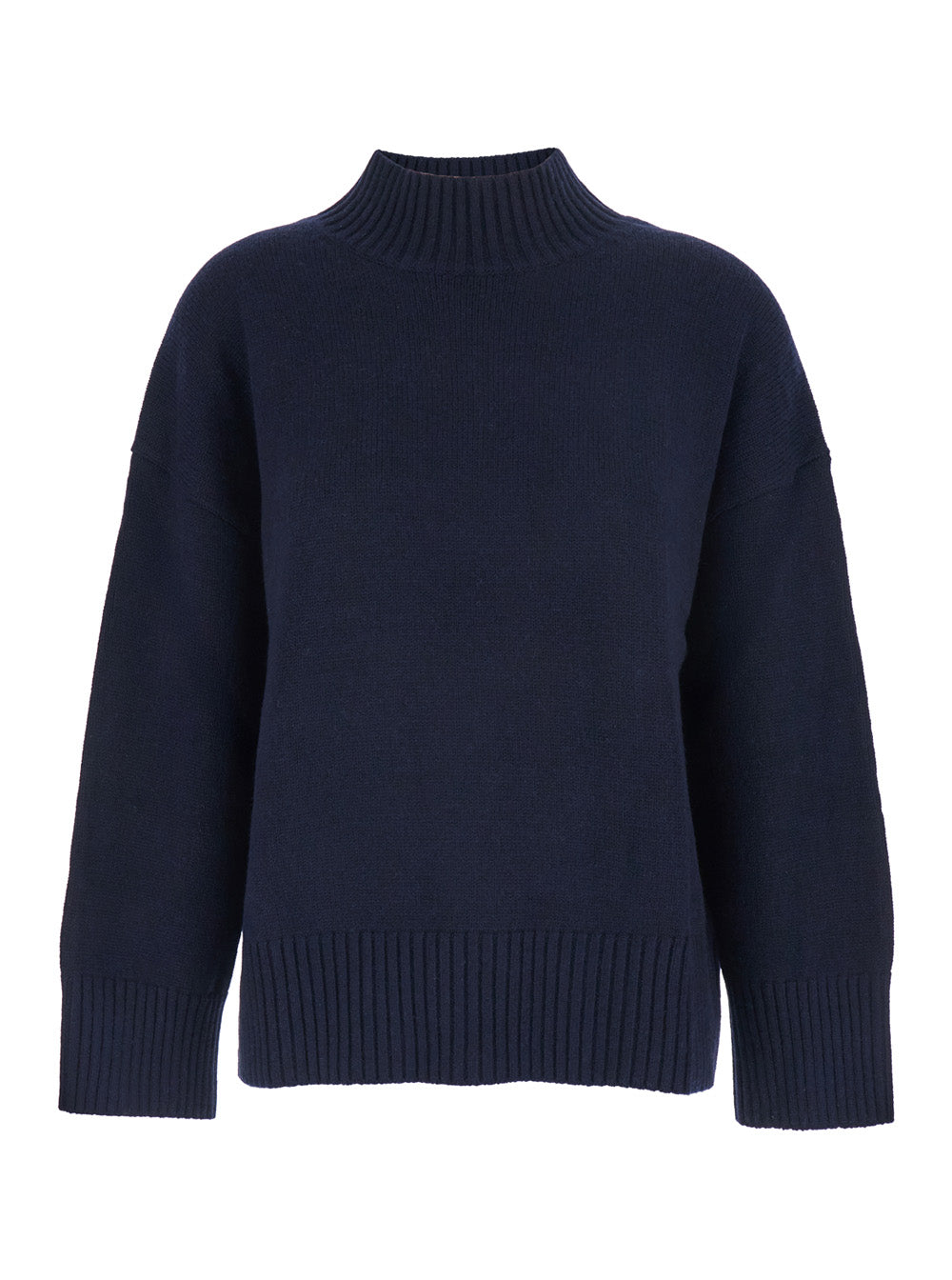 Blue Turtleneck Sweater With Dropped Shoulder Cashmere Woman Blu Jersey
