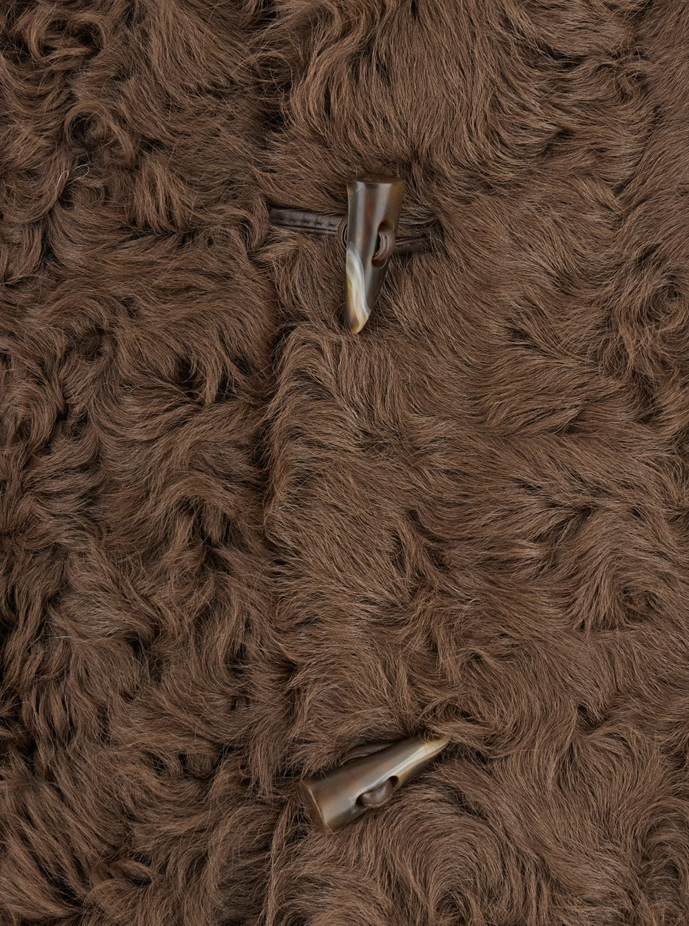 Brown Collarless Fur Jacket with Front Toggle Closure in Woman Hu Lamb Curly Shearling And Furs