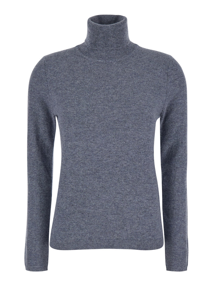 Grey Turtleneck in Cashmere Woman Jersey