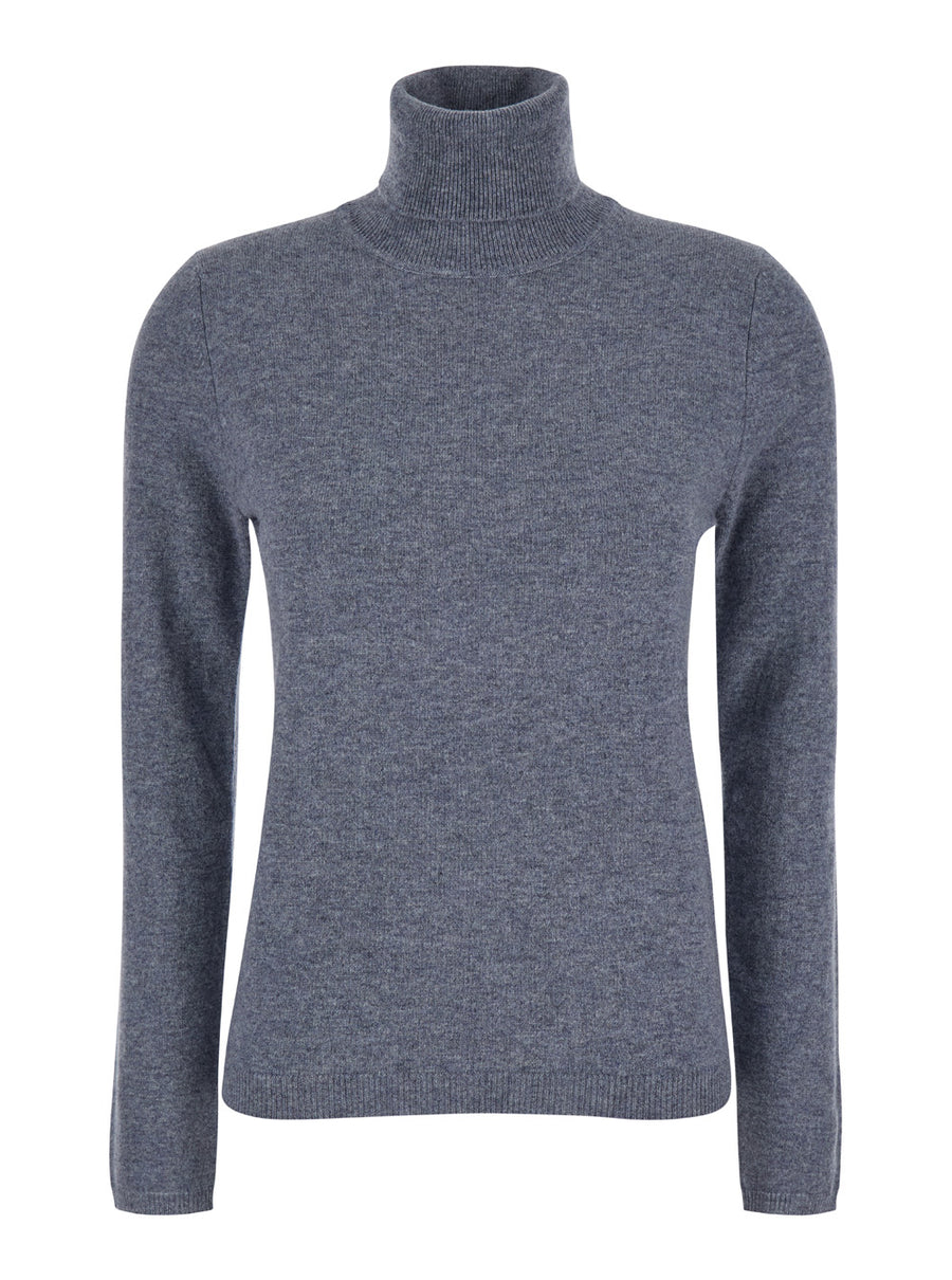 Cashmere Grey Turtleneck Sweater For Women Tops