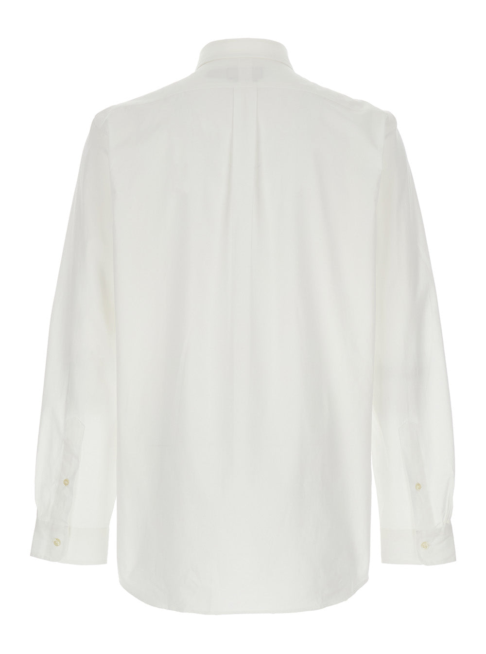 Custom Fit White Shirt with Button-Down Colllar and Pony Embroidery on the Front in Cotton Popeline Stretch Woman Elastane Blouses