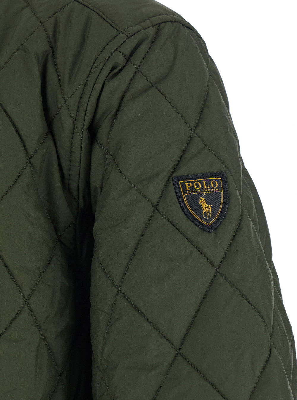 Green Jacket with Corduroy Collar and Logo Patch on the Sleeve in Cotton Man Outerwear