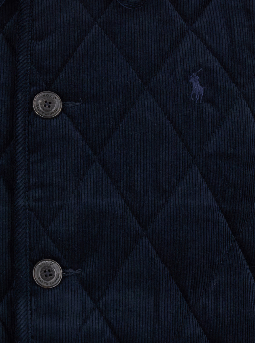 Blue Jacket with Classic Collar and Pony Embroidery on the Front in Quilted Corduroy Man Blu Cotton Outerwear