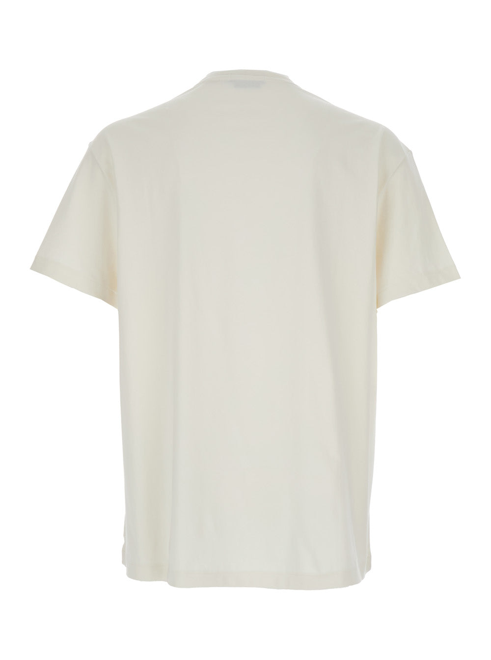 White Crewneck T-Shirt with Logo Lettering on the Fornt and Pony Embroidery Front in Cotton Man Tshirts Polo Shirts