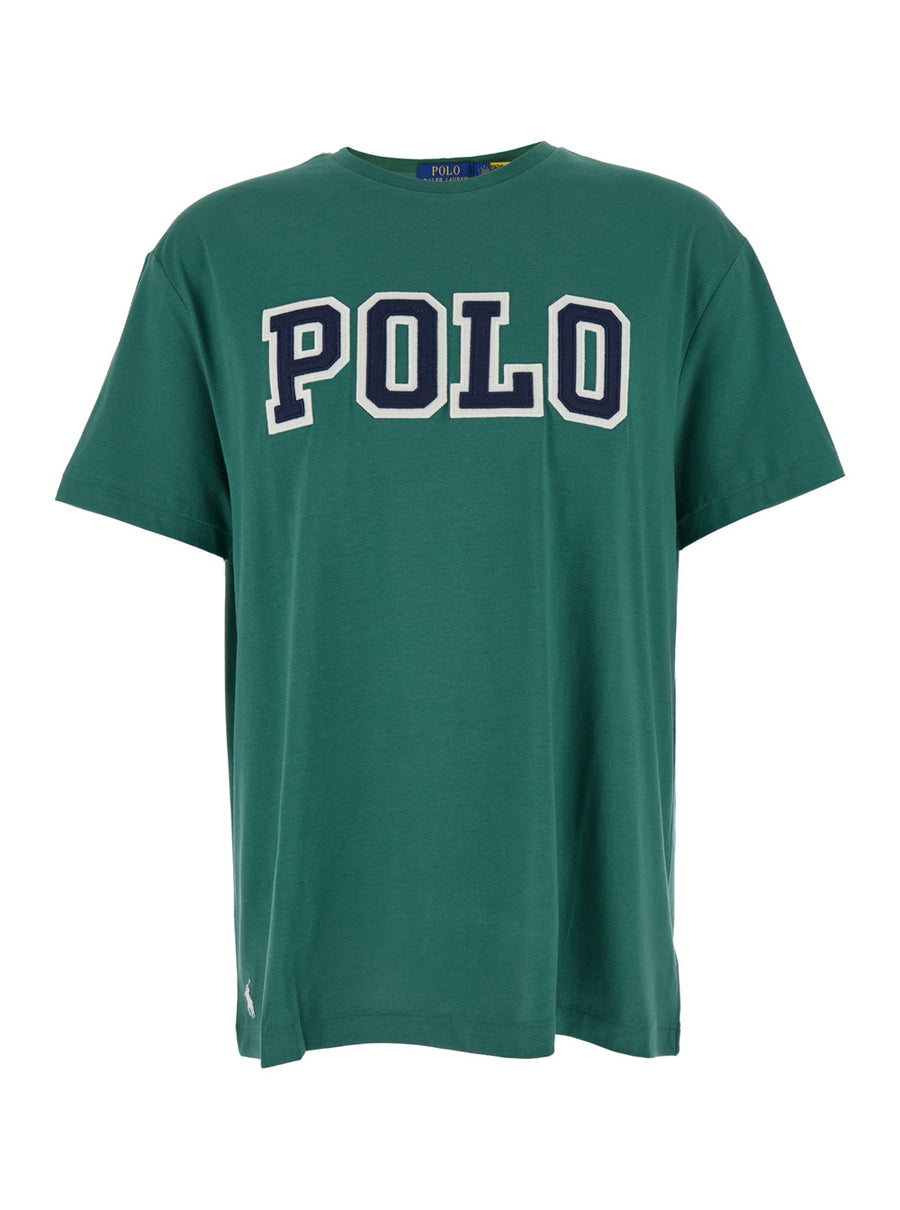 Green Cotton Crewneck T-Shirt With Logo T-shirts