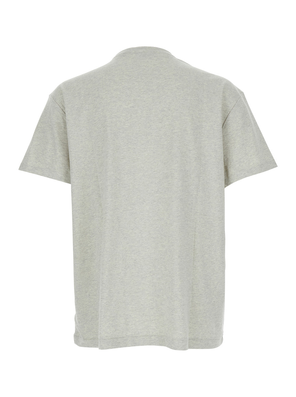 Grey Crewneck T-Shirt with Logo Print on the Front in Cotton Man Tshirts And Polo Shirts