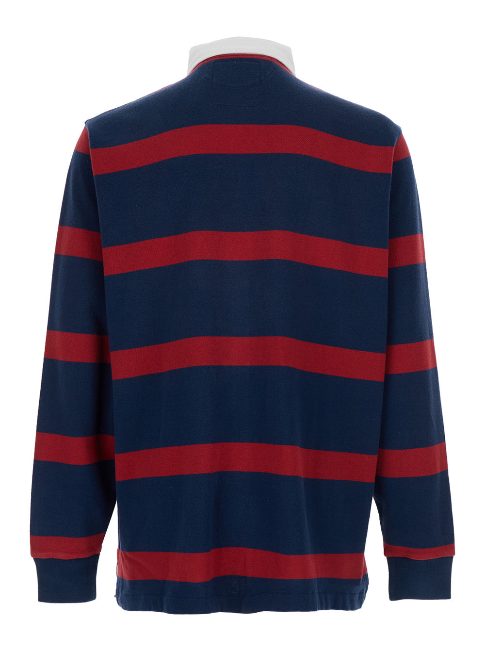 Rugby Multicolor Polo Shirt with Logo Embroidery on the Front and All-Over Striped Motif in Cotton Man Tshirts