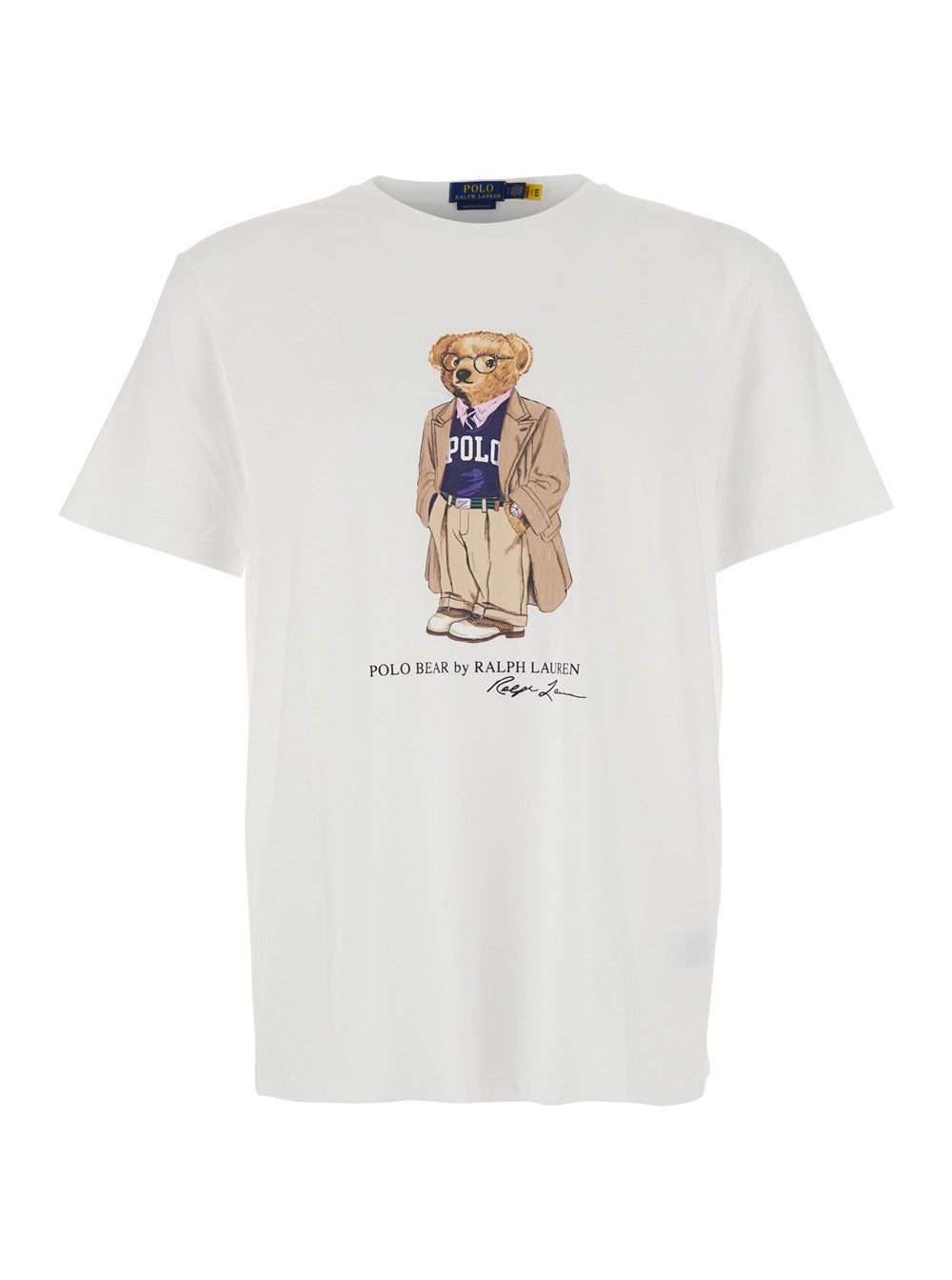 White Crewneck T-Shirt with Maxi Logo Print on the Front in Cotton Man Tshirts And Polo Shirts