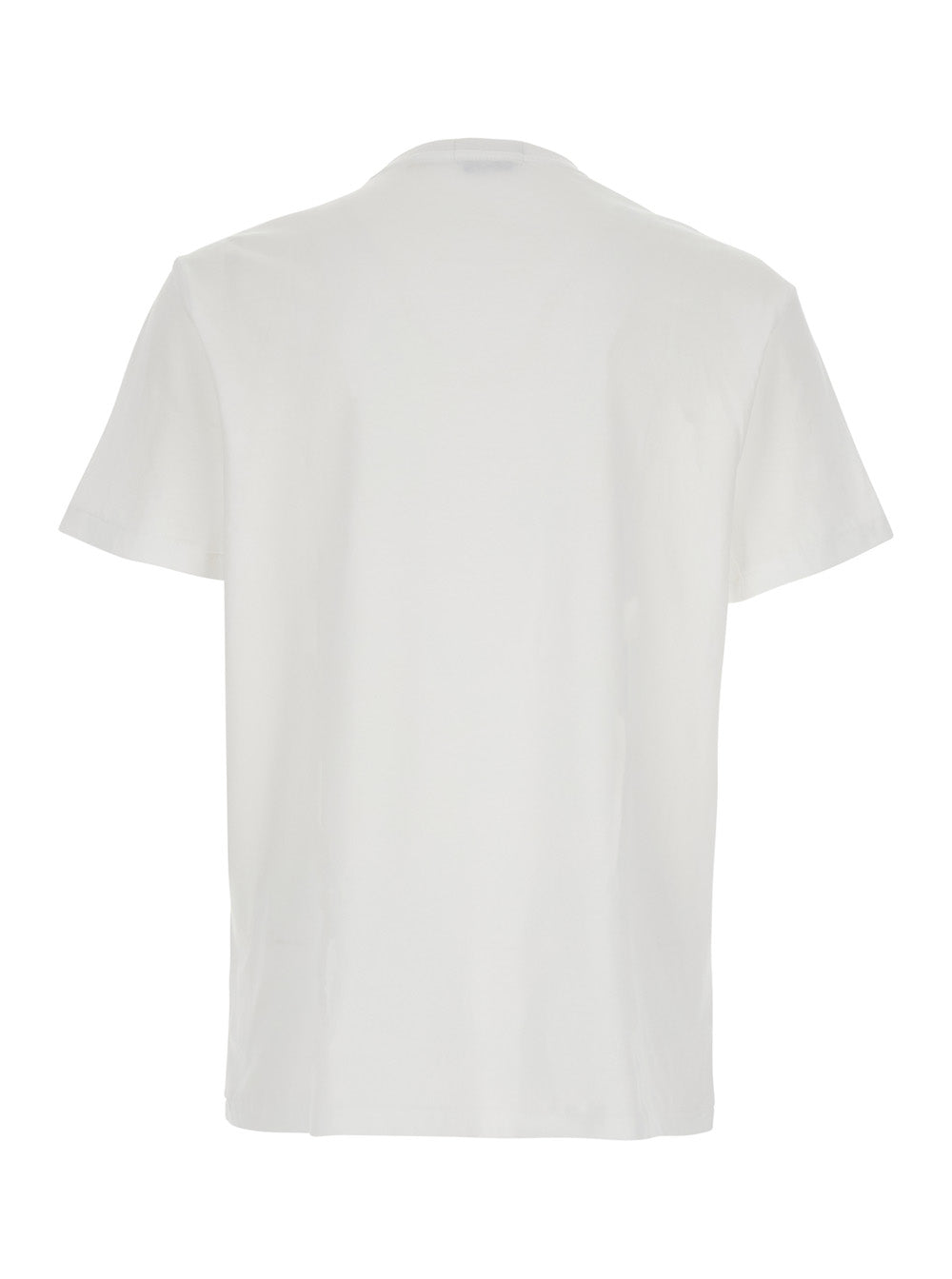 White Crewneck T-Shirt with Maxi Logo Print on the Front in Cotton Man Tshirts And Polo Shirts