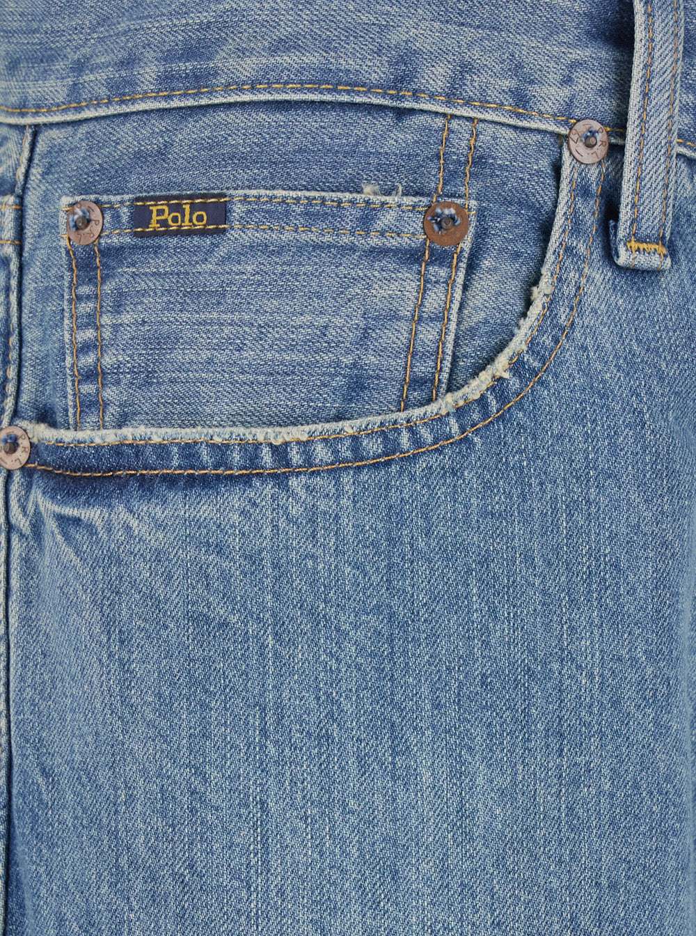Light Blue Jeans with Belt Loops and Logo Patch on the Rear in Denim Man Cotton