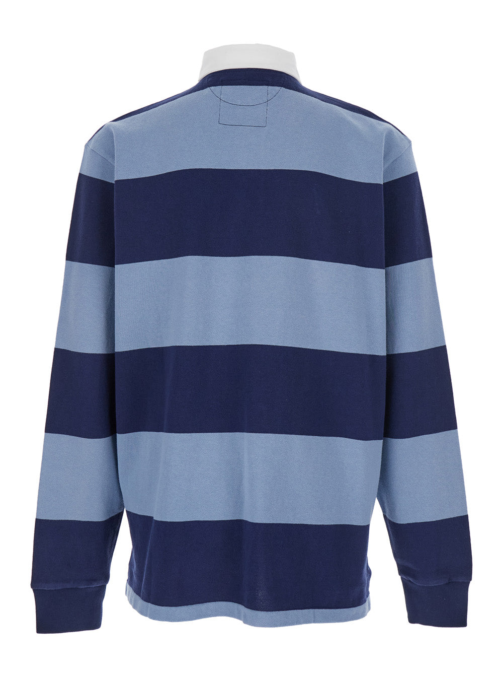 Rugby Multicolor Polo Shirt with Logo Embroidery on the Front and All-Over Striped Motif in Cotton Man Tshirts