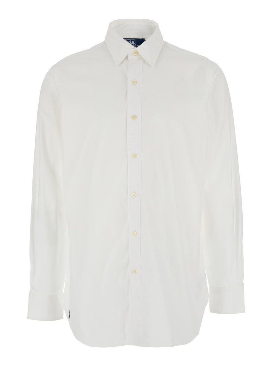 Custom Fit White Shirt With Embroidery Cotton