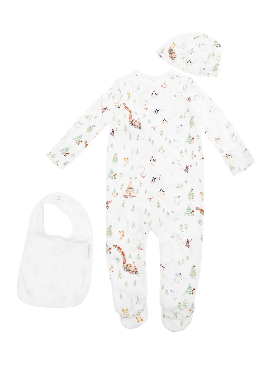 Multicolor One-Piece Set With Beanie And Bib Pink Cotton Tracksuit Sets