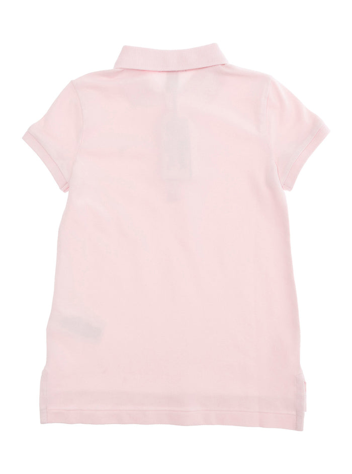Pink Polo Shirt with Embroidered Pony Logo on the Front in Cotton Girl Tshirts And