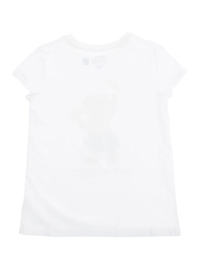 White Crewneck T-Shirt With Maxi Logo Print On The Front Cotton Girl Tshirts And Polo Shirts