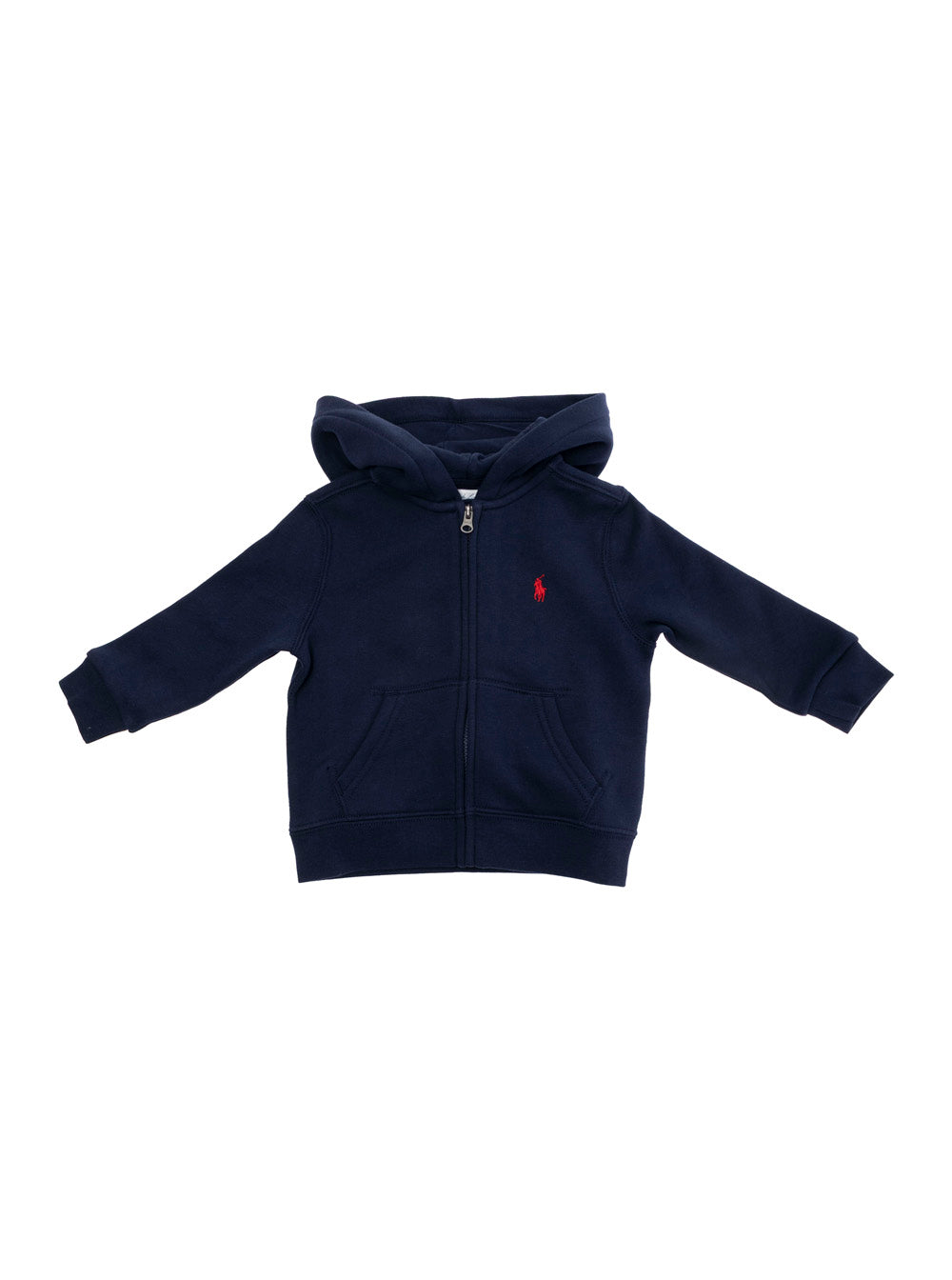Blue Sweatshirt with Fixed Hood and Pony Embroidery on the Front in Cotton Blend Baby Blu Polyester Sweatshirts