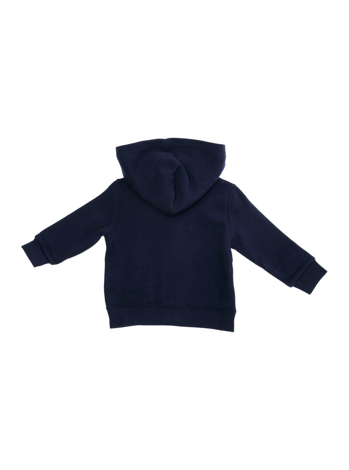 Blue Sweatshirt with Fixed Hood and Pony Embroidery on the Front in Cotton Blend Baby Blu Polyester Sweatshirts