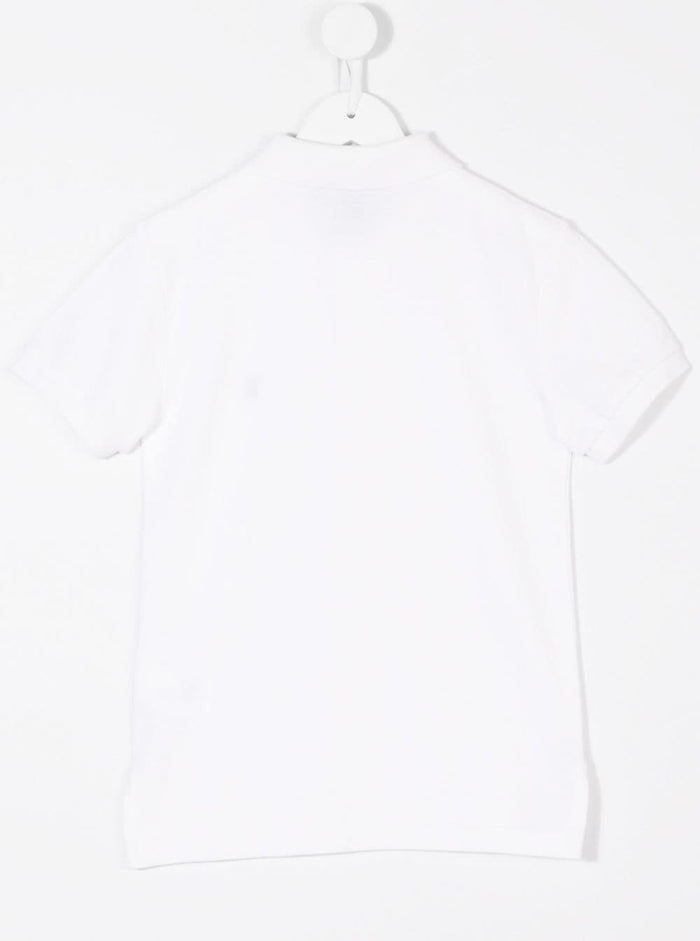 White Polo Shirt with Logo Embroidery at the Front in Cotton Boy Tshirts And