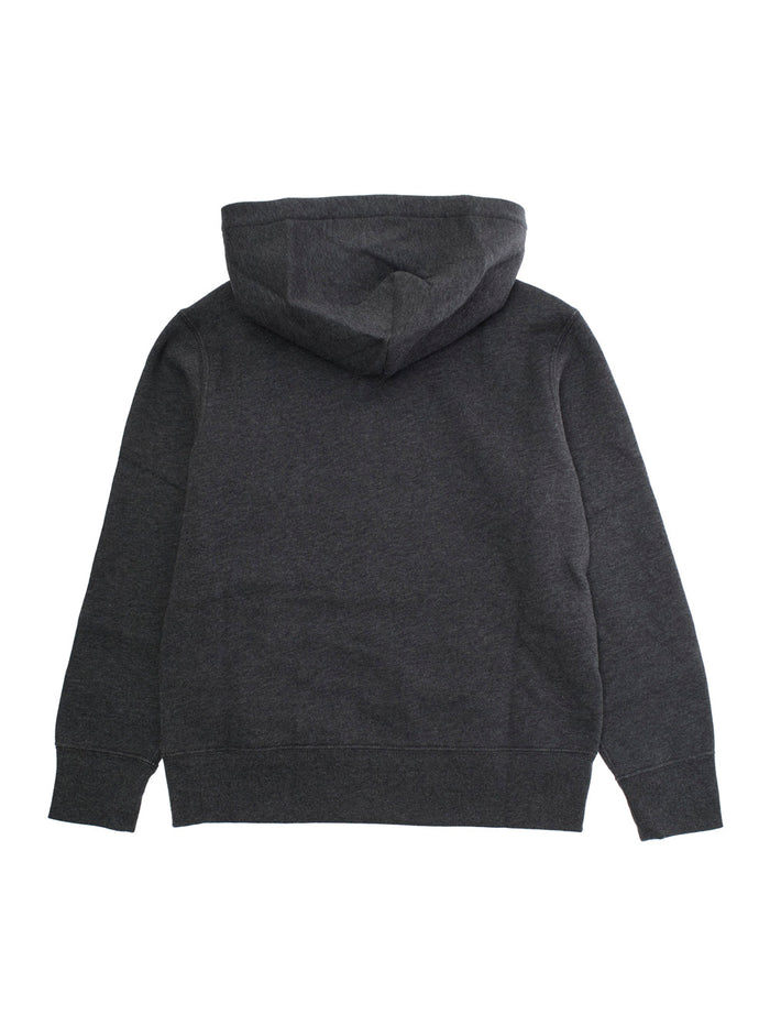 Grey Hoodie with Fixed Hood and Pony Embroidery on the Front in Cotton Blend Boy Polyester Sweatshirts