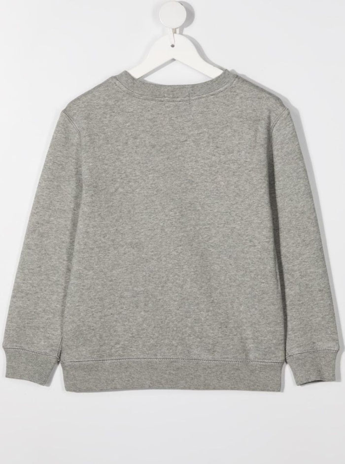 Grey Sweatshirt With Logo On The Front Cotton Boy Polyester Sweatshirts