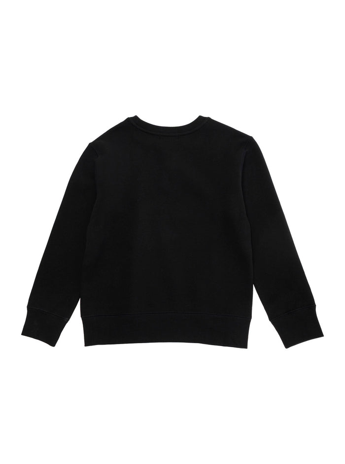 Black Sweater With V Neck And Pony Embroidery On The Front Cotton Blend Boy Polyester Sweatshirts