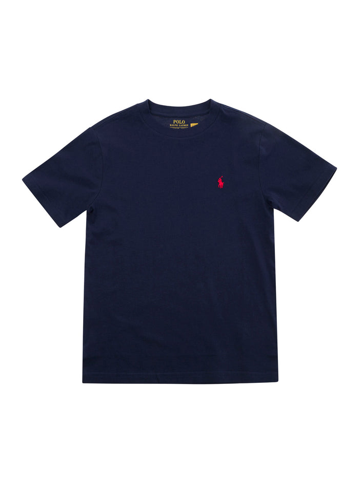 Blue T-Shirt with Pony Embroidery in Cotton Boy Blu Tshirts And Polo Shirts